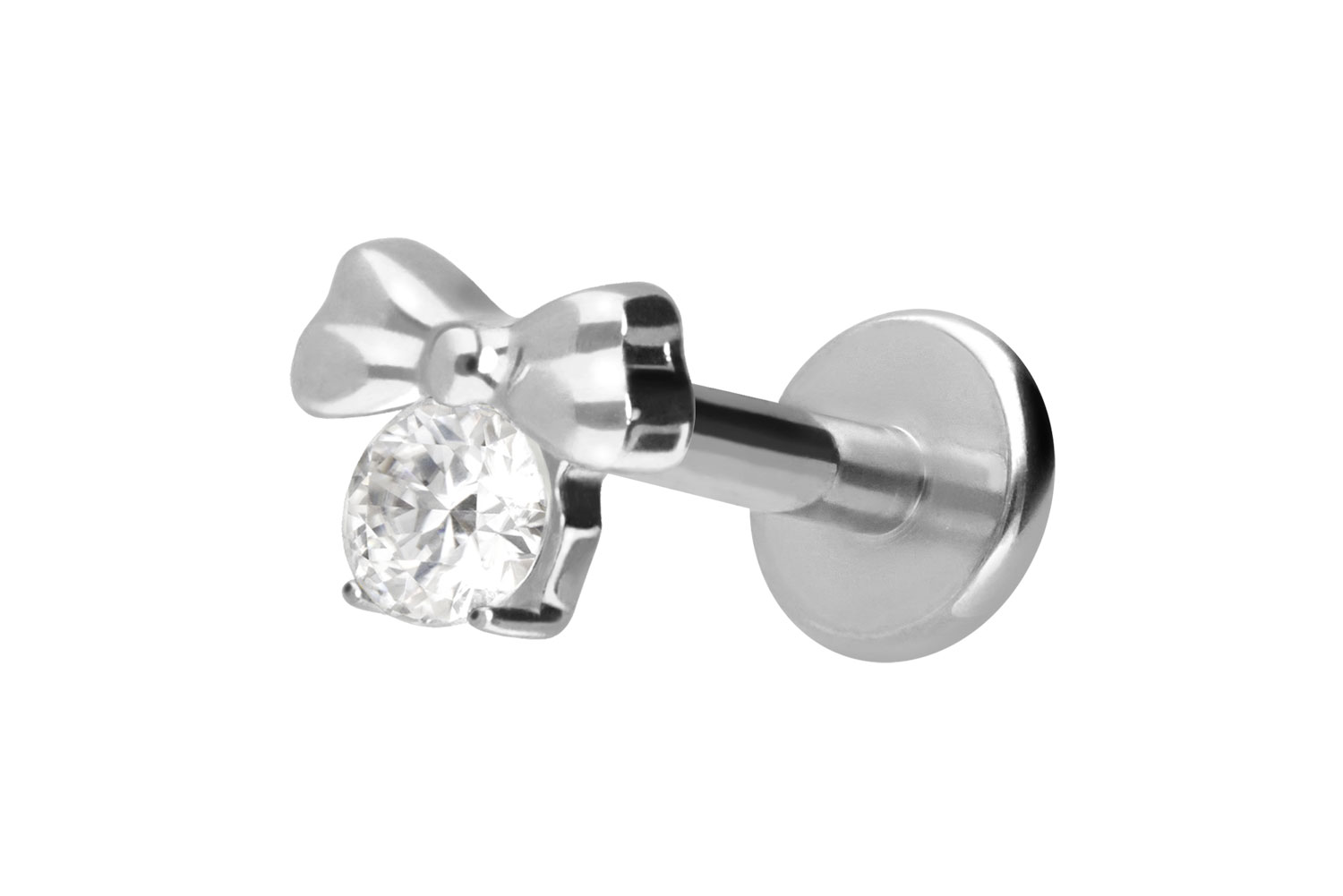 Titan Labret Piercing mit Innengewinde SCHLEIFE + KRISTALL